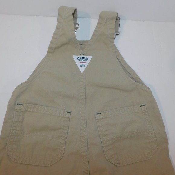 Oshkosh B'gosh Boys 12M Khaki Tan Overalls Green Rollup Cuffs Adjustable - Picture 10 of 10